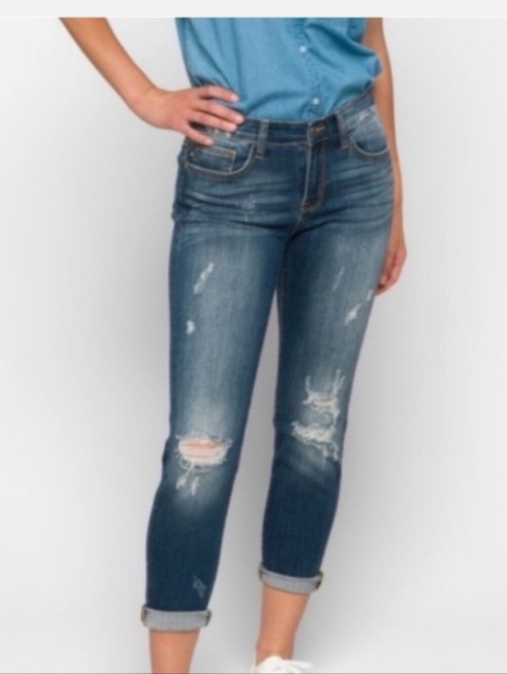 Judy Blue Jeans Relaxed Fit Distressed Stretch Denim JB8271DK